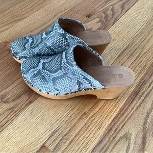 Corso Como Gray Snake-Print Leather Clogs